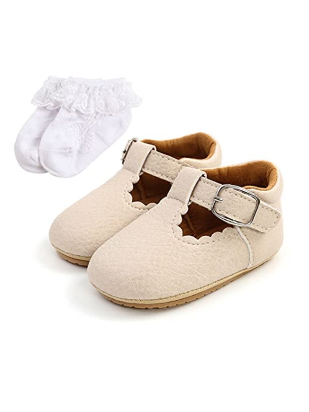 Baby Girls Mary Jane First Walking Shoes Soft Sole PU Leather Prewalker